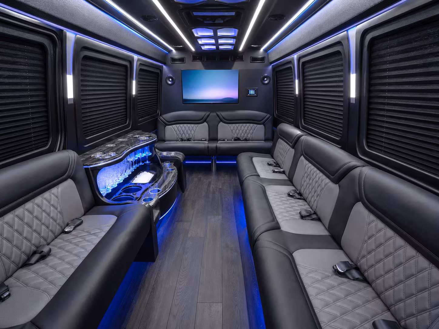 miami beach 40 passenger party bus interior