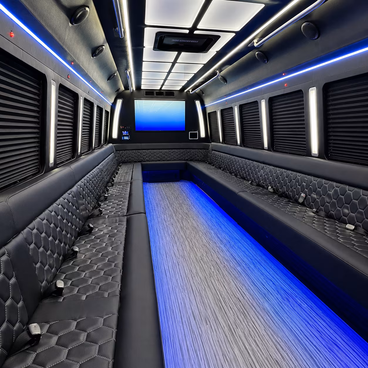 miami beach 50 passenger party bus inside